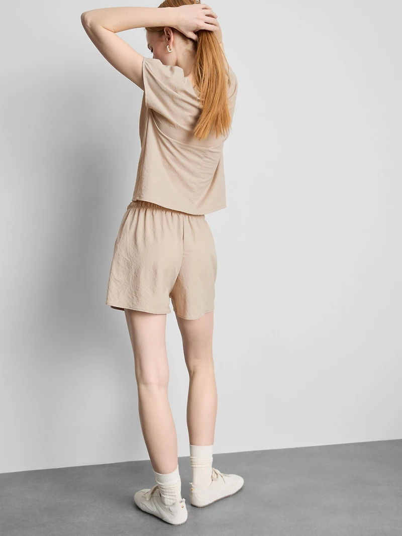 Textured Drawstring Shorts