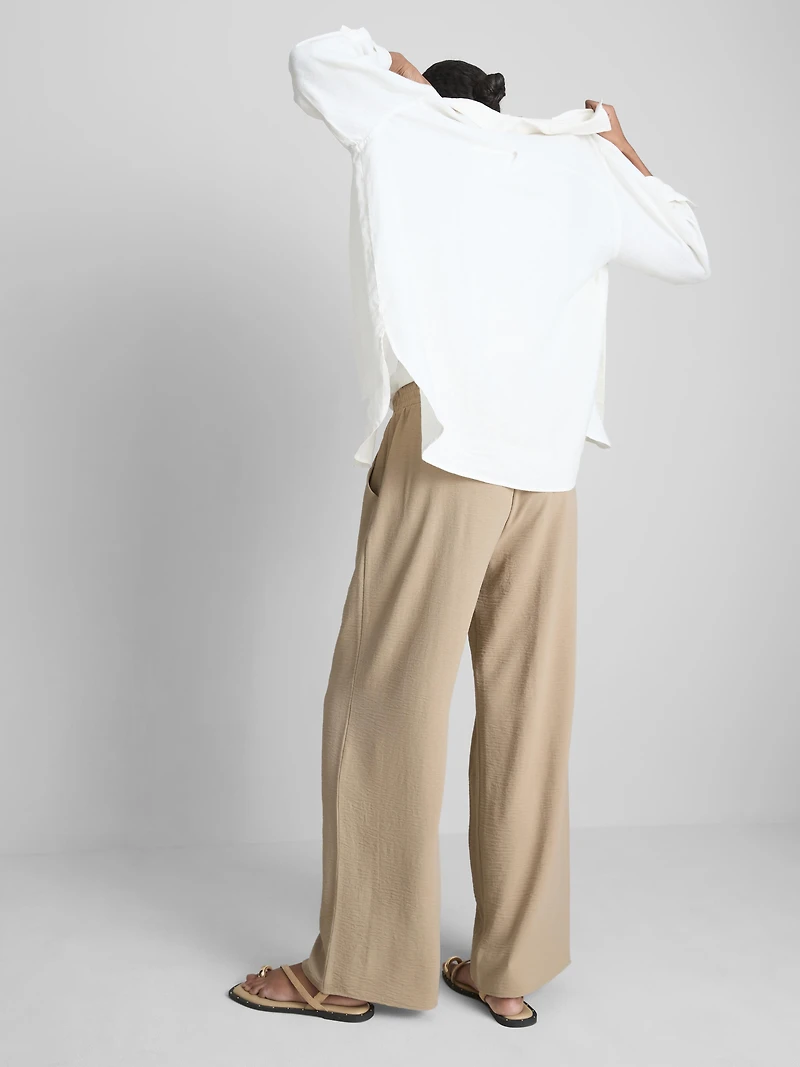Elastic Waist Wide-Leg Pants