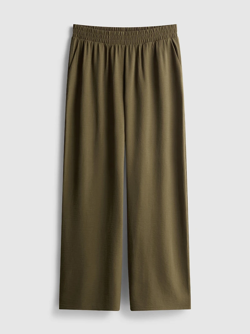 Elastic Waist Wide-Leg Pants