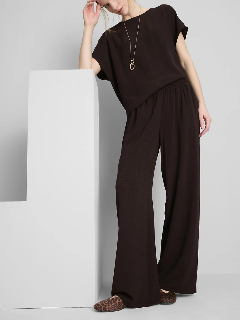 Elastic Waist Wide-Leg Pants