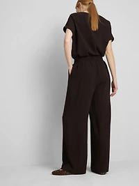 Elastic Waist Wide-Leg Pants