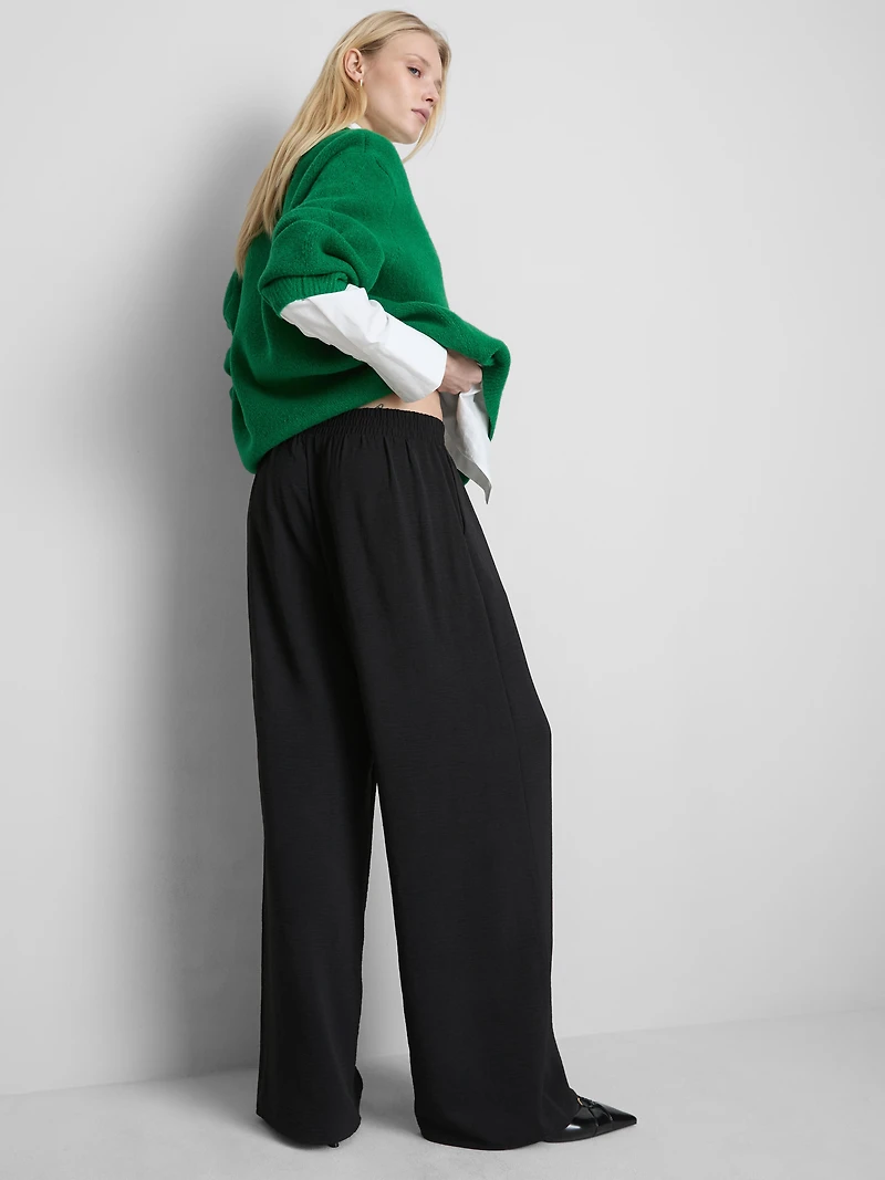 Elastic Waist Wide-Leg Pants