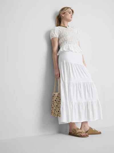 Cotton Tiered Maxi Peasant Skirt