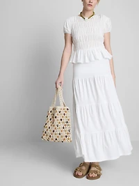 Cotton Tiered Maxi Peasant Skirt