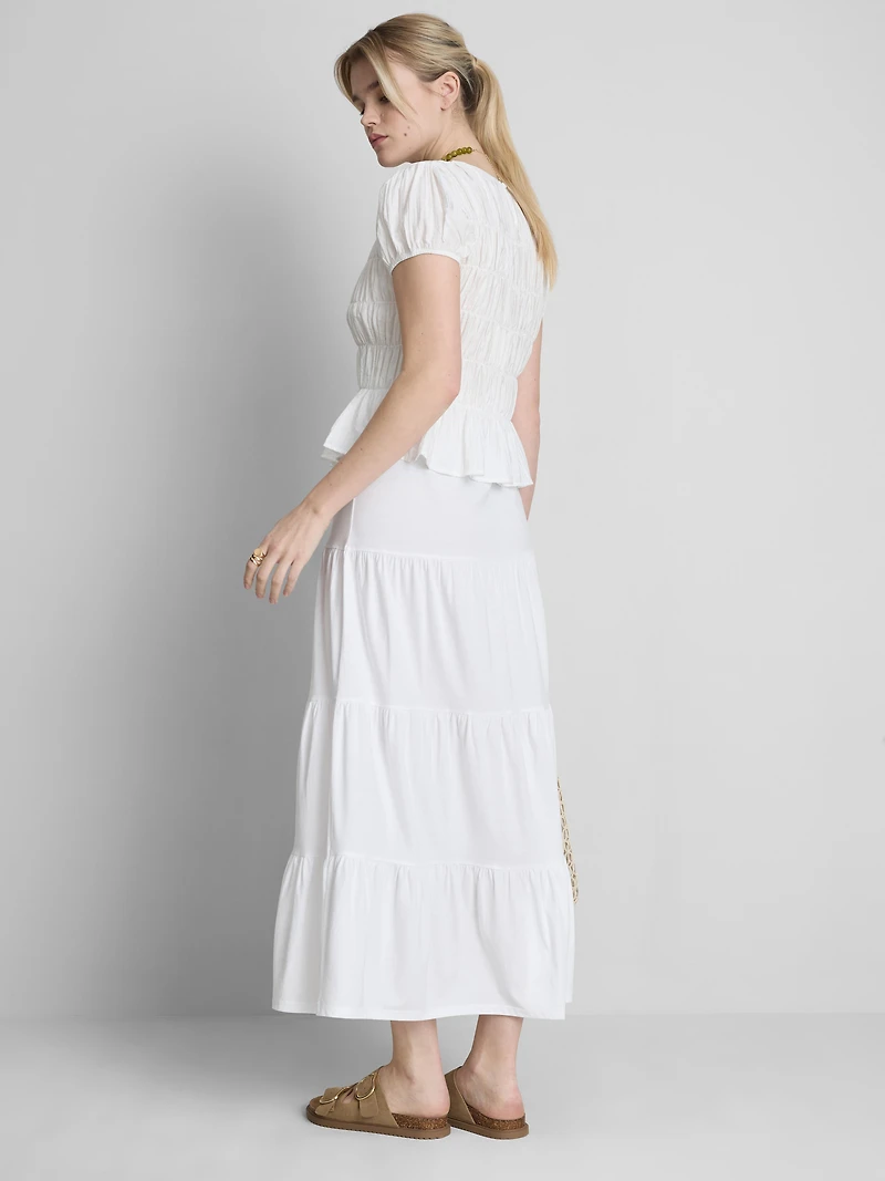 Cotton Tiered Maxi Peasant Skirt