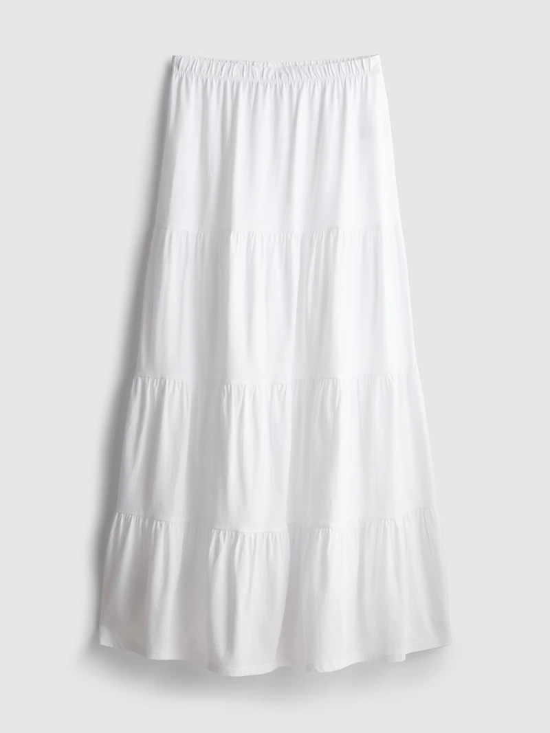 Cotton Tiered Maxi Peasant Skirt
