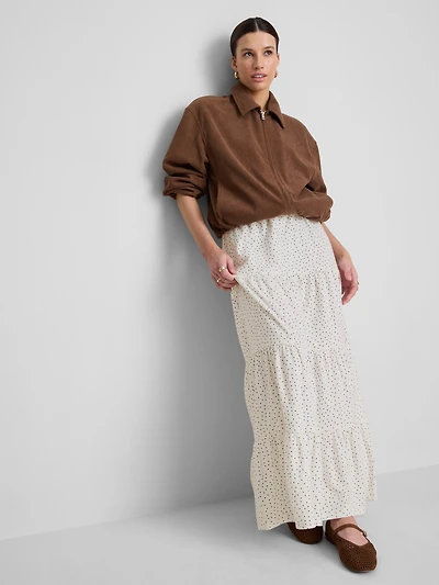 Cotton Tiered Maxi Peasant Skirt