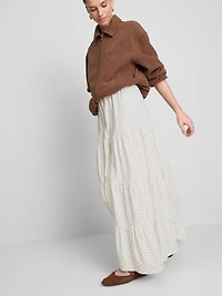 Cotton Tiered Maxi Peasant Skirt