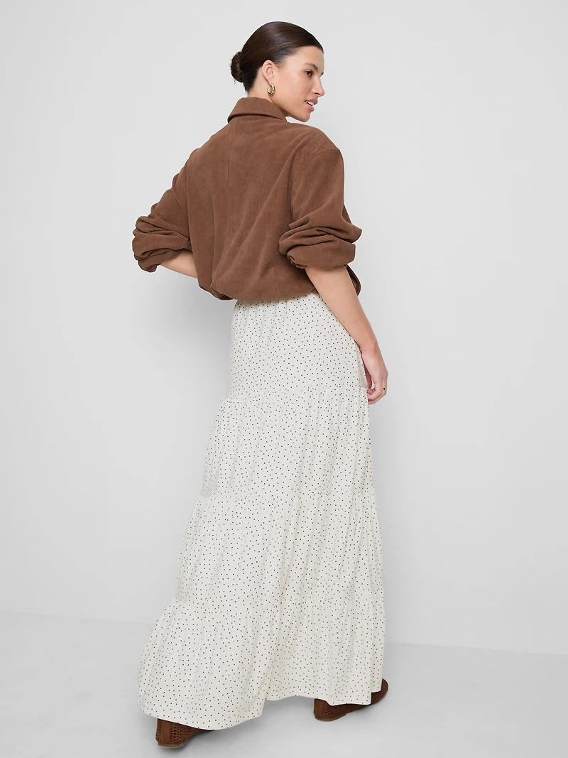 Cotton Tiered Maxi Peasant Skirt