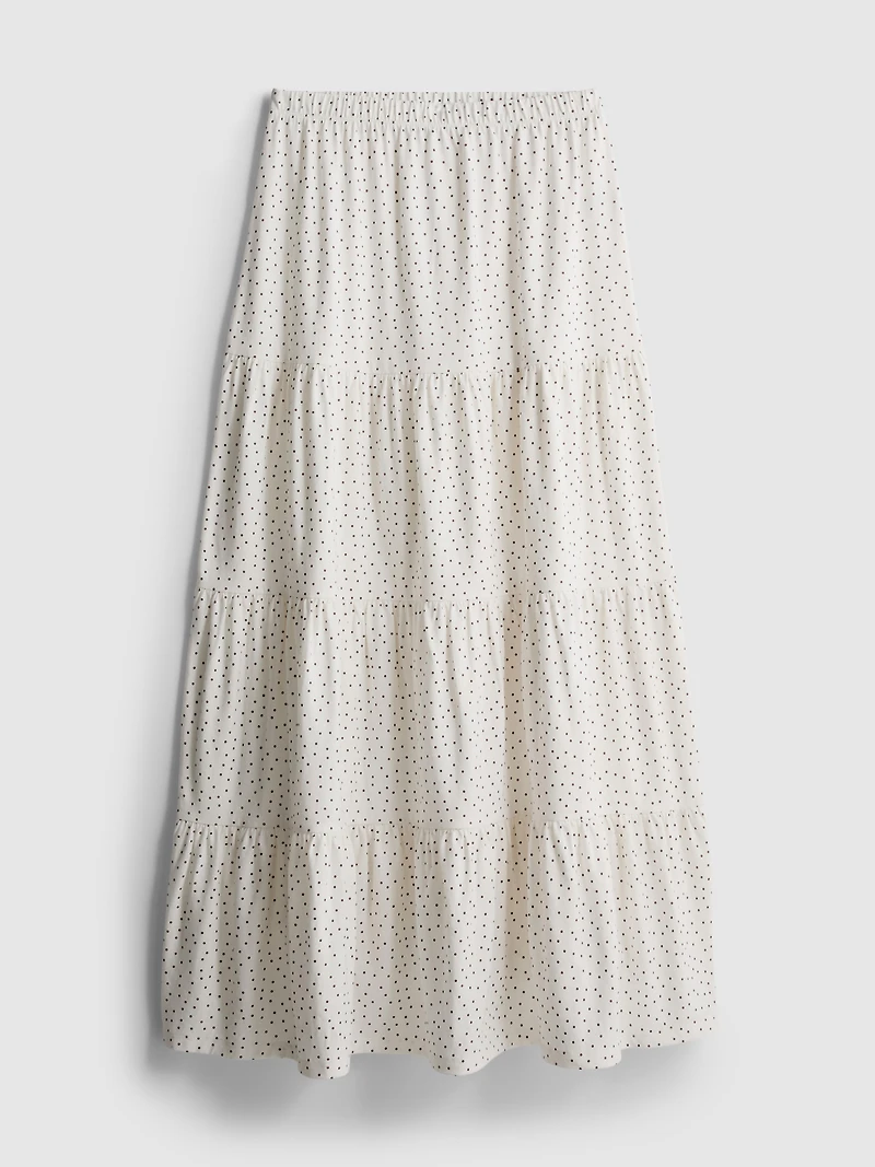 Cotton Tiered Maxi Peasant Skirt