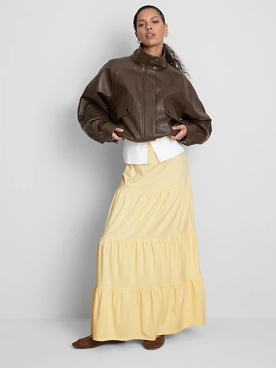 Cotton Tiered Maxi Peasant Skirt
