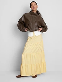 Cotton Tiered Maxi Peasant Skirt