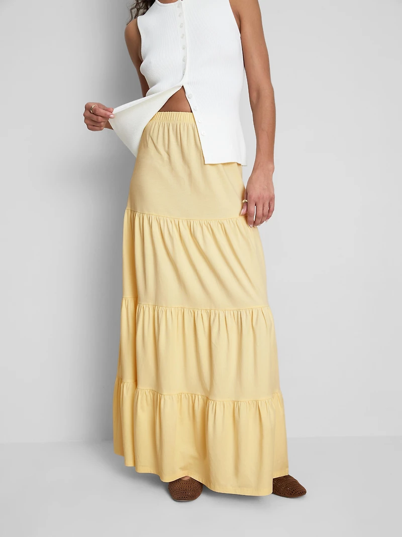 Cotton Tiered Maxi Peasant Skirt