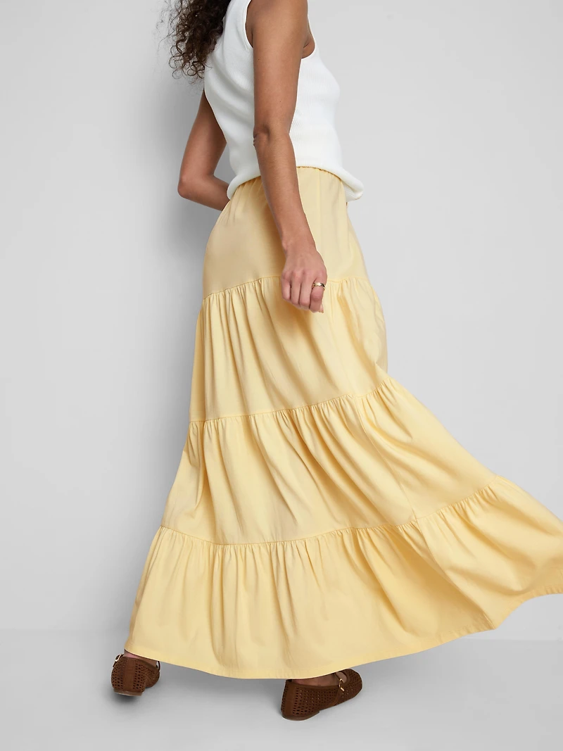 Cotton Tiered Maxi Peasant Skirt