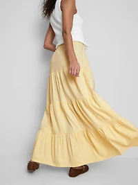 Cotton Tiered Maxi Peasant Skirt