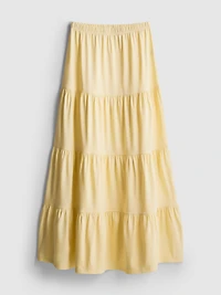 Cotton Tiered Maxi Peasant Skirt