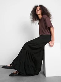 Cotton Tiered Maxi Peasant Skirt