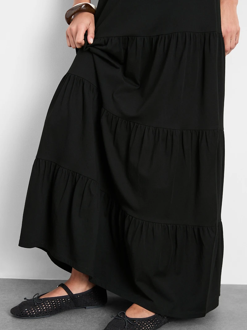 Cotton Tiered Maxi Peasant Skirt