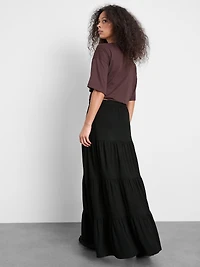 Cotton Tiered Maxi Peasant Skirt
