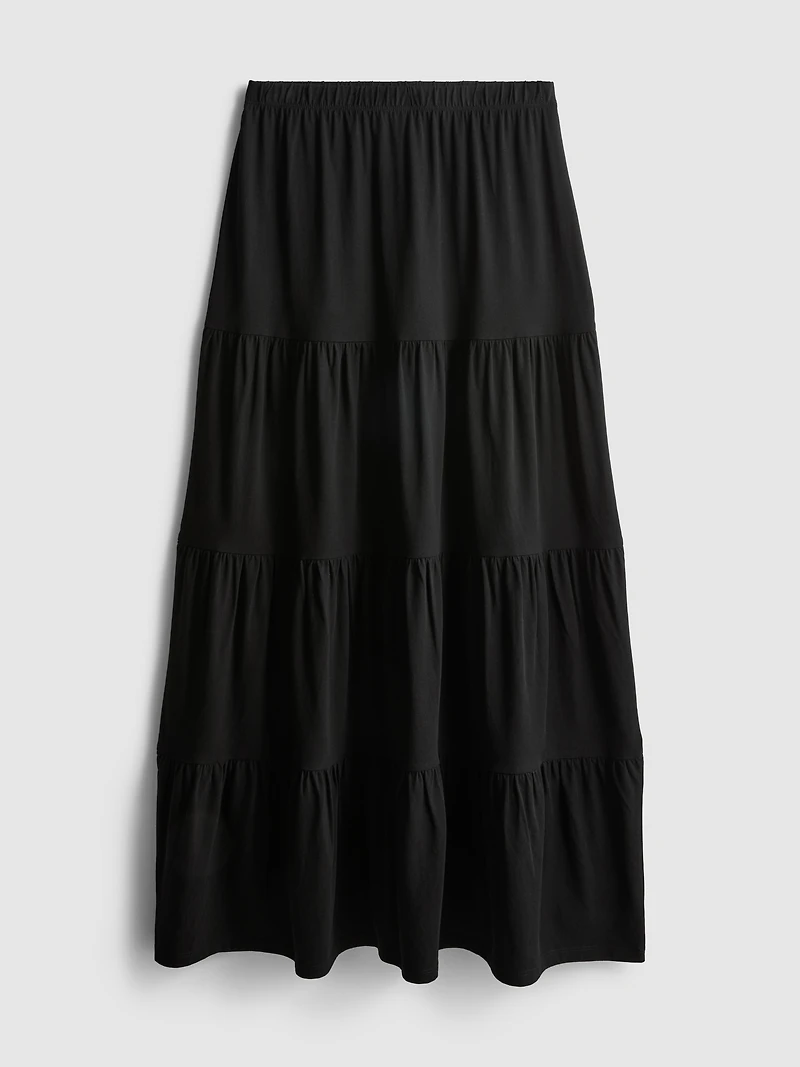 Cotton Tiered Maxi Peasant Skirt