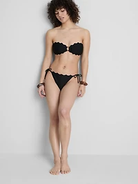 Women's Black Scalloped Bandeau Bikini Top