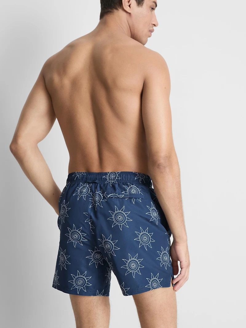 Embroidered Sun Swimming Shorts