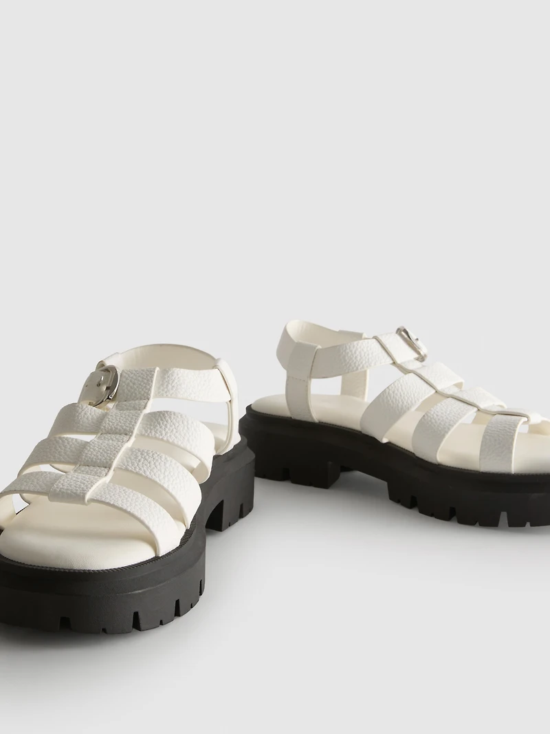 Faux Leather Chunky Fisherman Sandals