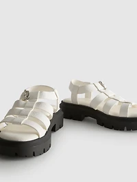 Faux Leather Chunky Fisherman Sandals