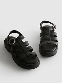 Faux Leather Chunky Fisherman Sandals