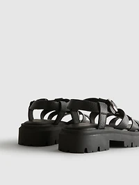 Faux Leather Chunky Fisherman Sandals