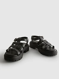 Faux Leather Chunky Fisherman Sandals