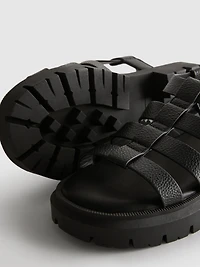 Faux Leather Chunky Fisherman Sandals