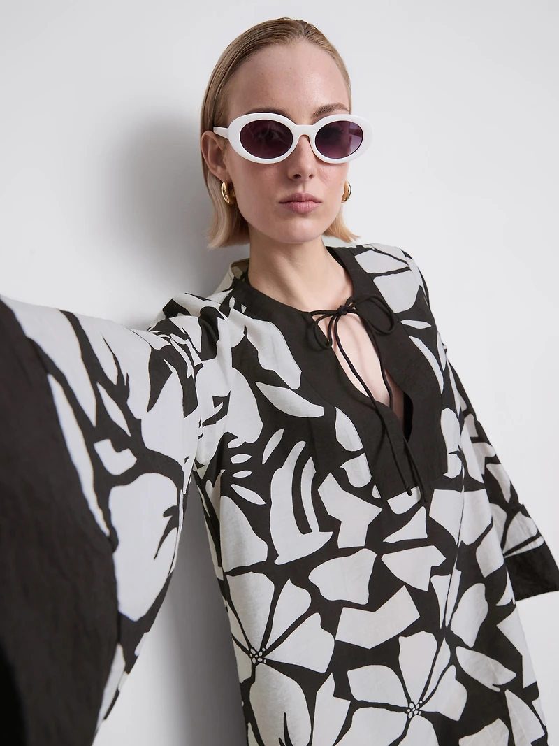 Women's Black/White Printed Kaftan