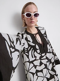 Women's Black/White Printed Kaftan