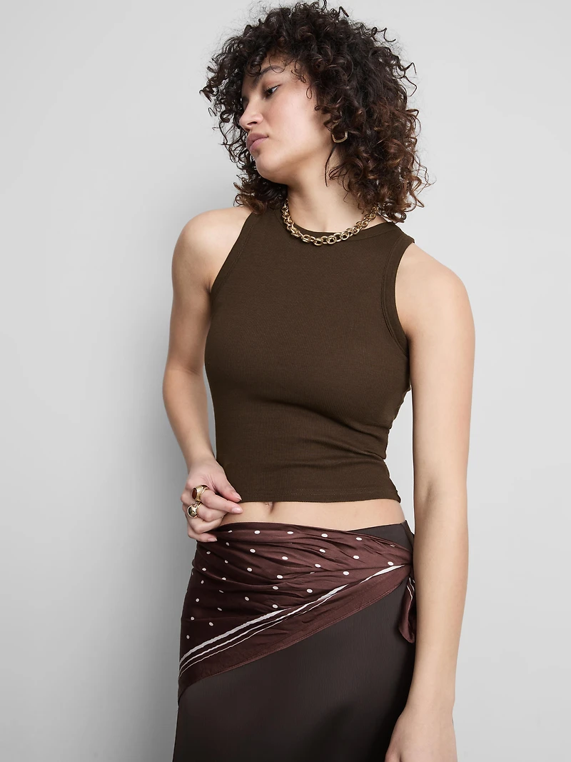 Ribbed Built-In Bra Racerback Tank