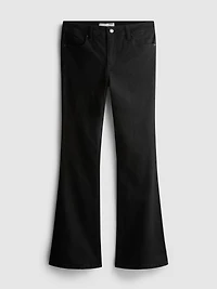 Cotton Denim Mid Rise Flared Jeans
