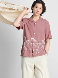 Short Sleeve Embroidered Wildflower Shirt