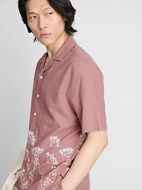 Short Sleeve Embroidered Wildflower Shirt