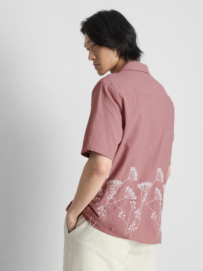 Short Sleeve Embroidered Wildflower Shirt