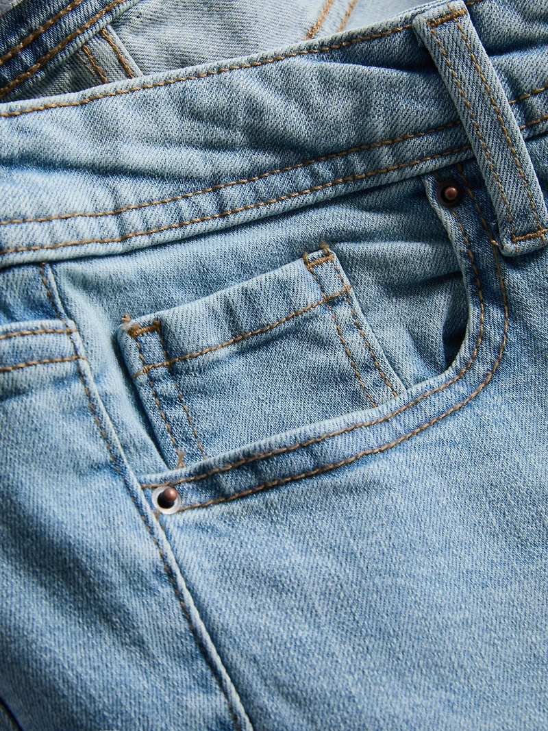 Cotton Denim Flared Mid-Rise Jeans