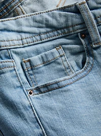 Cotton Denim Flared Mid-Rise Jeans