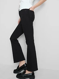 Cotton Denim Flared Mid-Rise Jeans