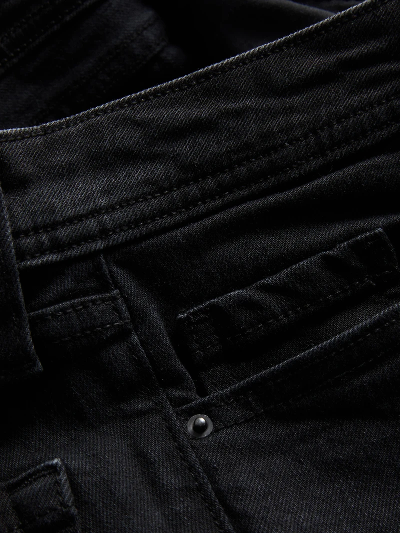 Cotton Denim Flared Mid-Rise Jeans