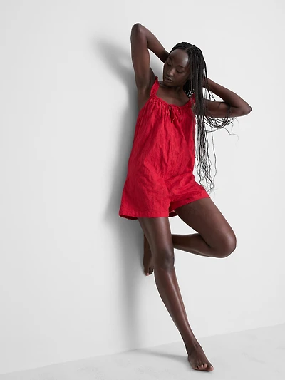 Cotton Heart-Detail Frill Romper