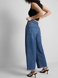 Denim Cropped Wide-Leg Jeans
