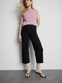 Denim Cropped Wide-Leg Jeans