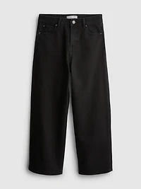 Denim Cropped Wide-Leg Jeans