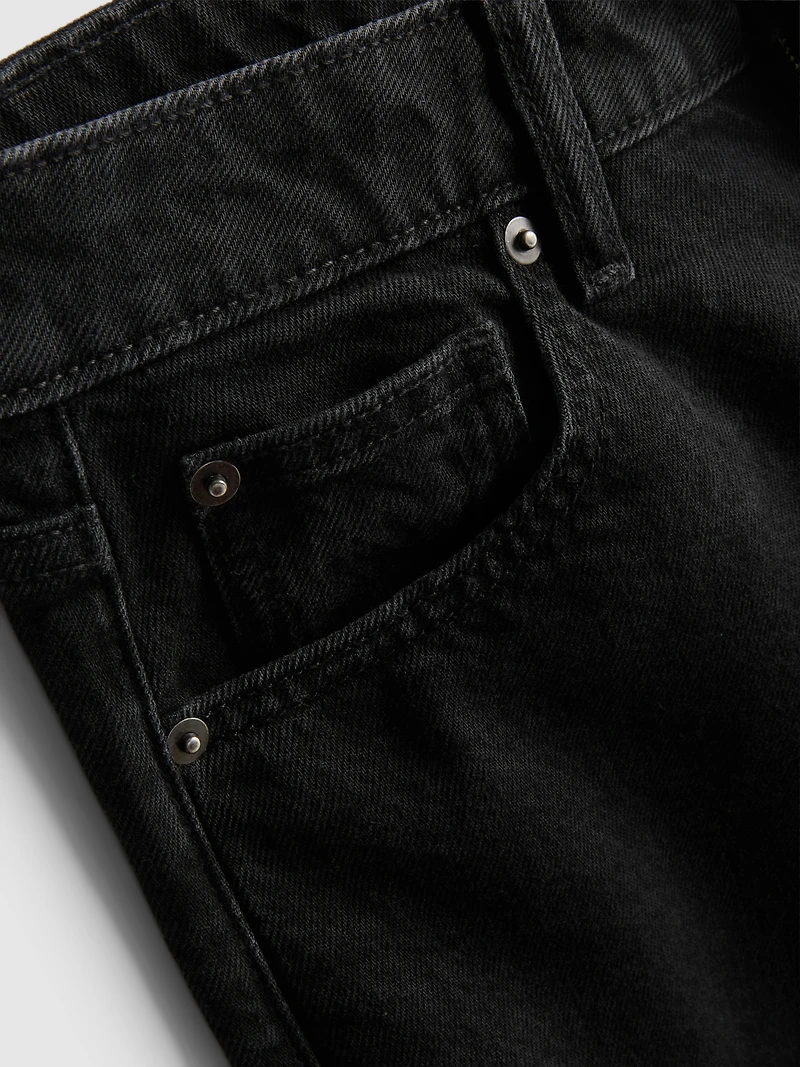 Denim Cropped Wide-Leg Jeans