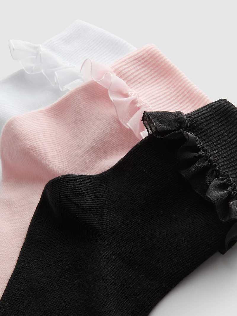 5pk Tulle Trim Ankle Socks