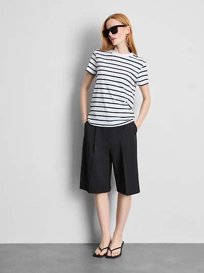 Short Sleeve Striped Crew Neck Tee